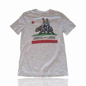 Cheech & Chong T-Shirt Men's XL Heather Gray California Republic Bear